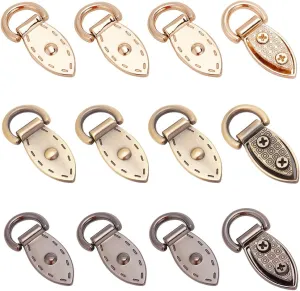 WADORN 12Pcs Metal Bag Side Clip Buckle, 3 Colors Purse Suspension Clasp Hardware Leaf Shape Handbag Chain Strap Connector Alloy D Ring Screwback Lanyard Clasps DIY Shoulder Bag Repair Accessories