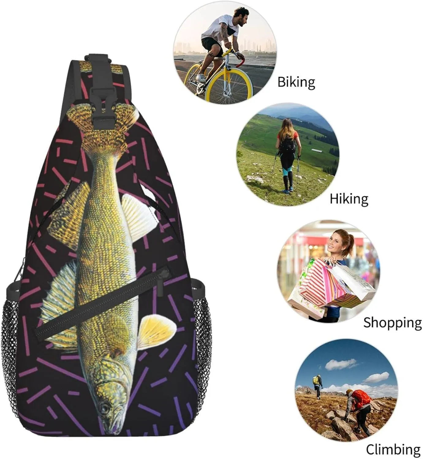 Waleye Crossbody Backpack For Men Women Sling Shoulder Dachshunds Dog Chest Bag Lightweight One Strap Multipurpose Travel Hiking Daypack