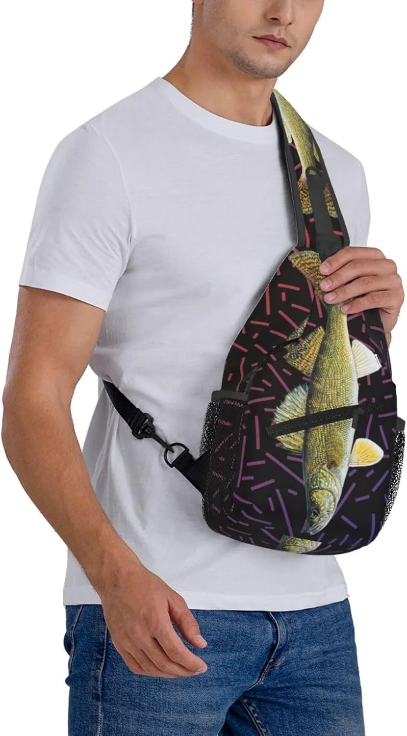 Waleye Crossbody Backpack For Men Women Sling Shoulder Dachshunds Dog Chest Bag Lightweight One Strap Multipurpose Travel Hiking Daypack