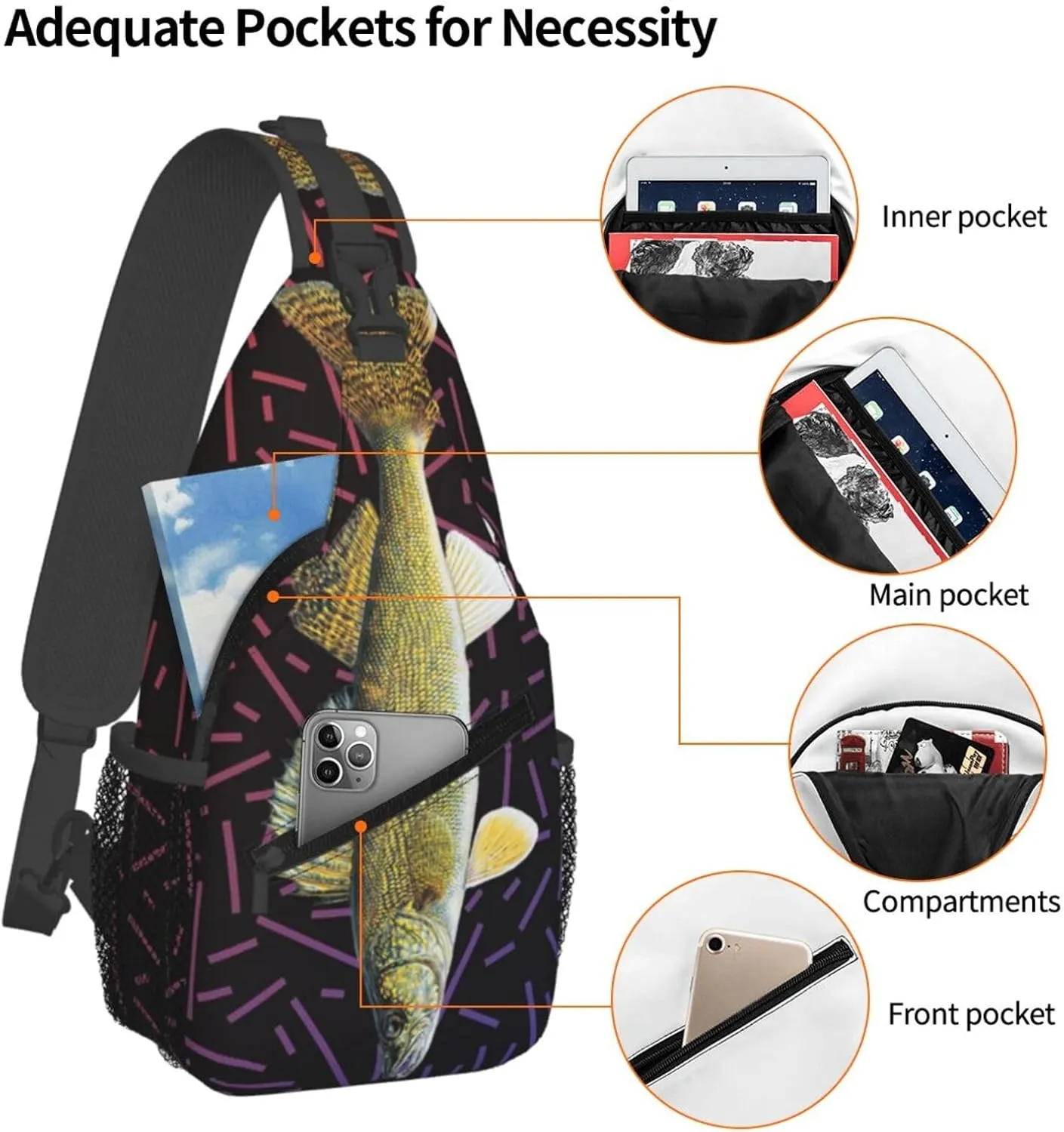 Waleye Crossbody Backpack For Men Women Sling Shoulder Dachshunds Dog Chest Bag Lightweight One Strap Multipurpose Travel Hiking Daypack