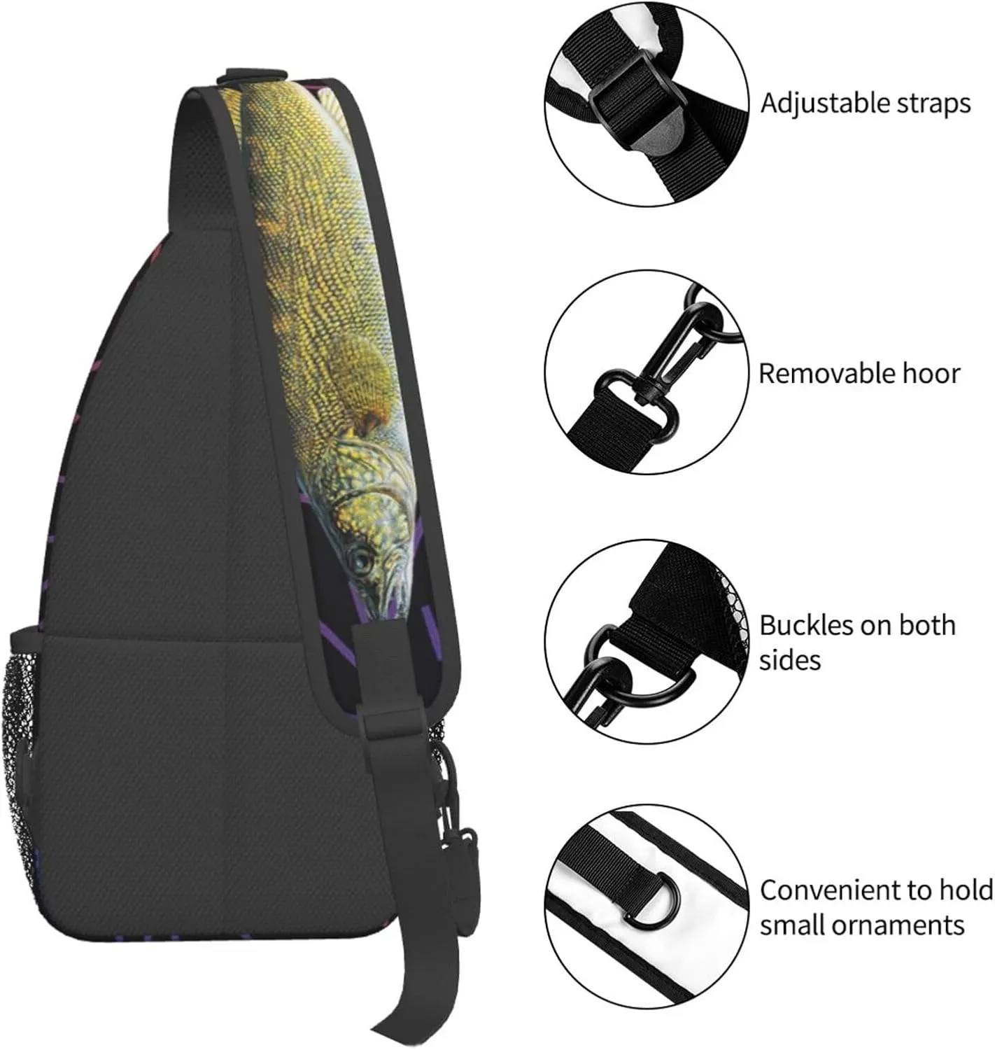 Waleye Crossbody Backpack For Men Women Sling Shoulder Dachshunds Dog Chest Bag Lightweight One Strap Multipurpose Travel Hiking Daypack