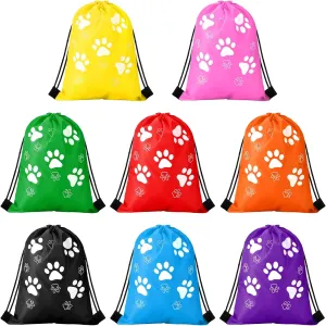 Weewooday 16 Pcs large Paw Print Drawstring Backpack Reusable Paw Bags Cute Puppy String Gift Bags for Party Travel Favors, 15.75 x 11.81 inch (Cute Style)