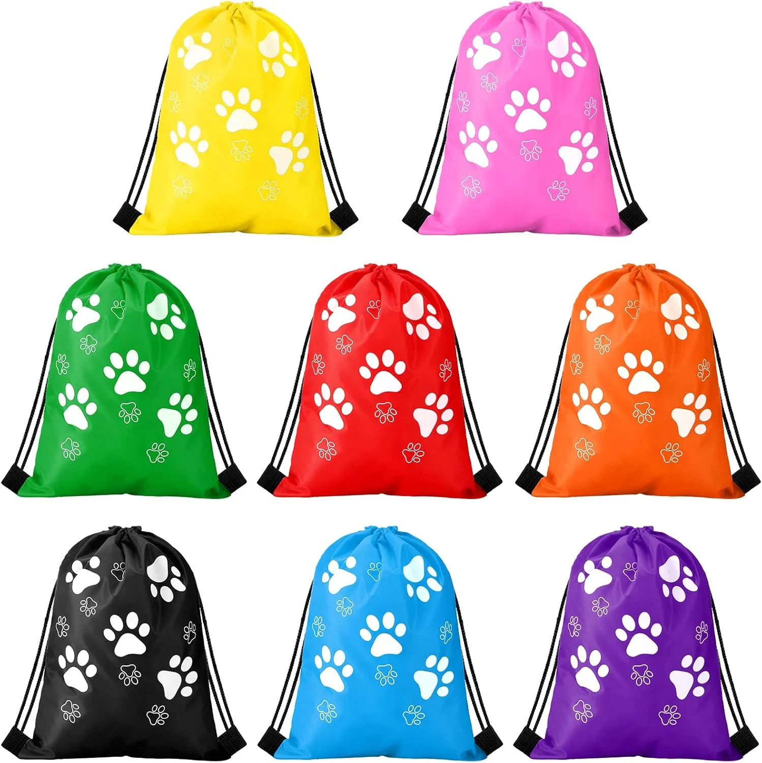 Weewooday 16 Pcs large Paw Print Drawstring Backpack Reusable Paw Bags Cute Puppy String Gift Bags for Party Travel Favors, 15.75 x 11.81 inch (Cute Style)