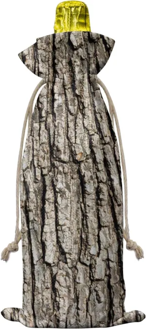 Wine Bags for Wine Bottles Gifts, Wine Bottle Bag with Drawstrings, Brown Old Tree Bark Wine Tote for Travel, Birthday, Blind Tastings, Christmas, Home Storage