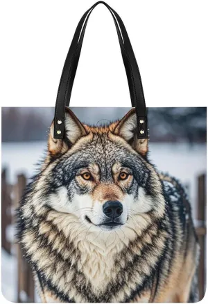 Winter Farm Style Wolf Large Leather Handbags Women Fashion Handbag Multifunctional Travel Bag It Is A Great Gift for Mothers, Teachers, Friends, Bridesmaids