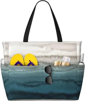 WITHIN THE TIDES Print Large Capacity Beach Travel Bag with Zipper and Pockets for Camping Travel Gym