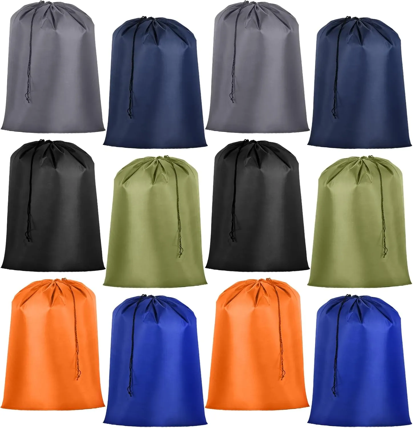 Woanger 12 Pack 28 x 45 Inch Extra Large Laundry Bags Bulk Washable Travel Laundry Bag with Drawstring Closure Large Dirty Clothes Organizer for College Dorm Home Hotel Camping(Colorful)