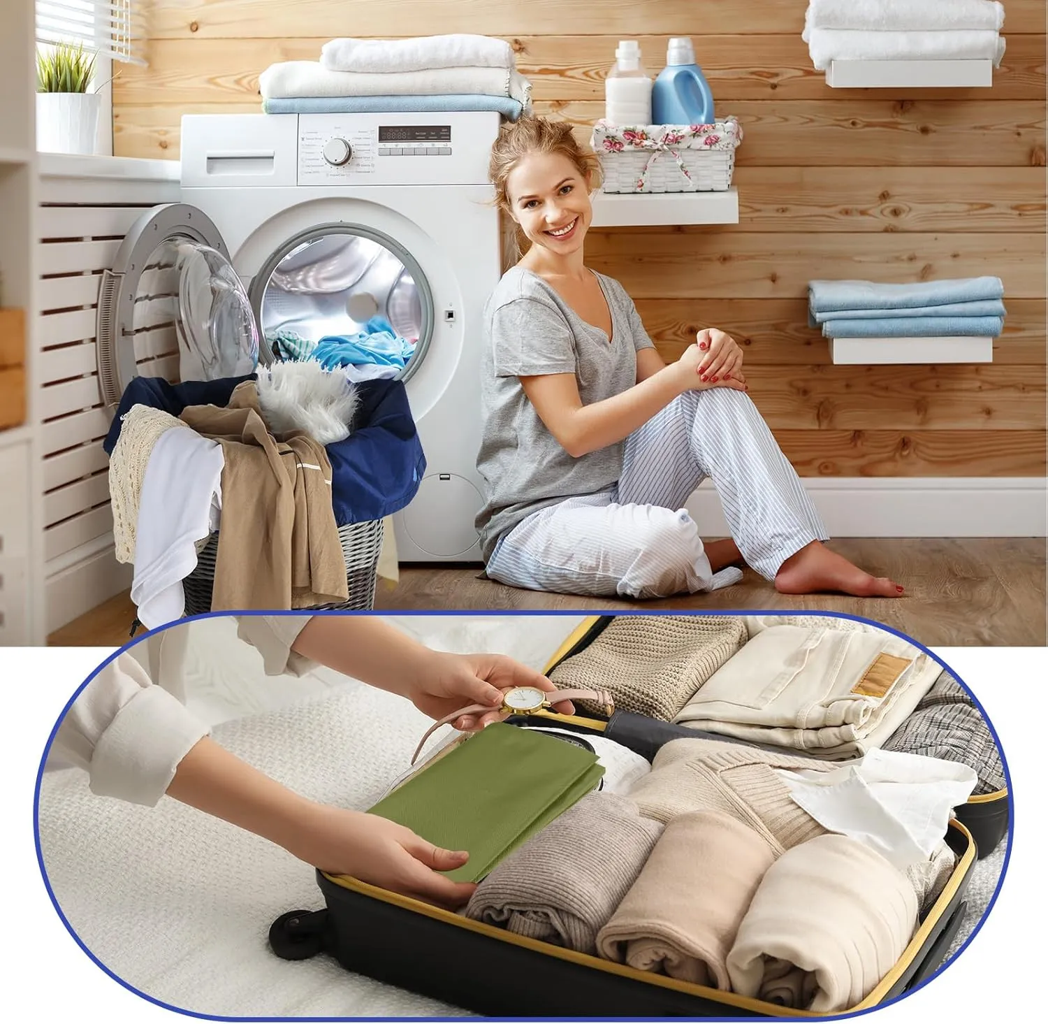 Woanger 12 Pack 28 x 45 Inch Extra Large Laundry Bags Bulk Washable Travel Laundry Bag with Drawstring Closure Large Dirty Clothes Organizer for College Dorm Home Hotel Camping(Colorful)