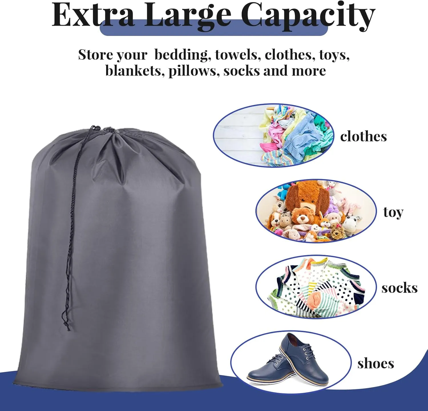 Woanger 12 Pack 28 x 45 Inch Extra Large Laundry Bags Bulk Washable Travel Laundry Bag with Drawstring Closure Large Dirty Clothes Organizer for College Dorm Home Hotel Camping(Colorful)