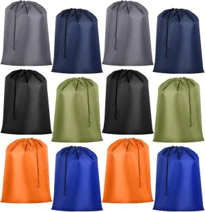 Woanger 12 Pack 28 x 45 Inch Extra Large Laundry Bags Bulk Washable Travel Laundry Bag with Drawstring Closure Large Dirty Clothes Organizer for College Dorm Home Hotel Camping(Colorful)