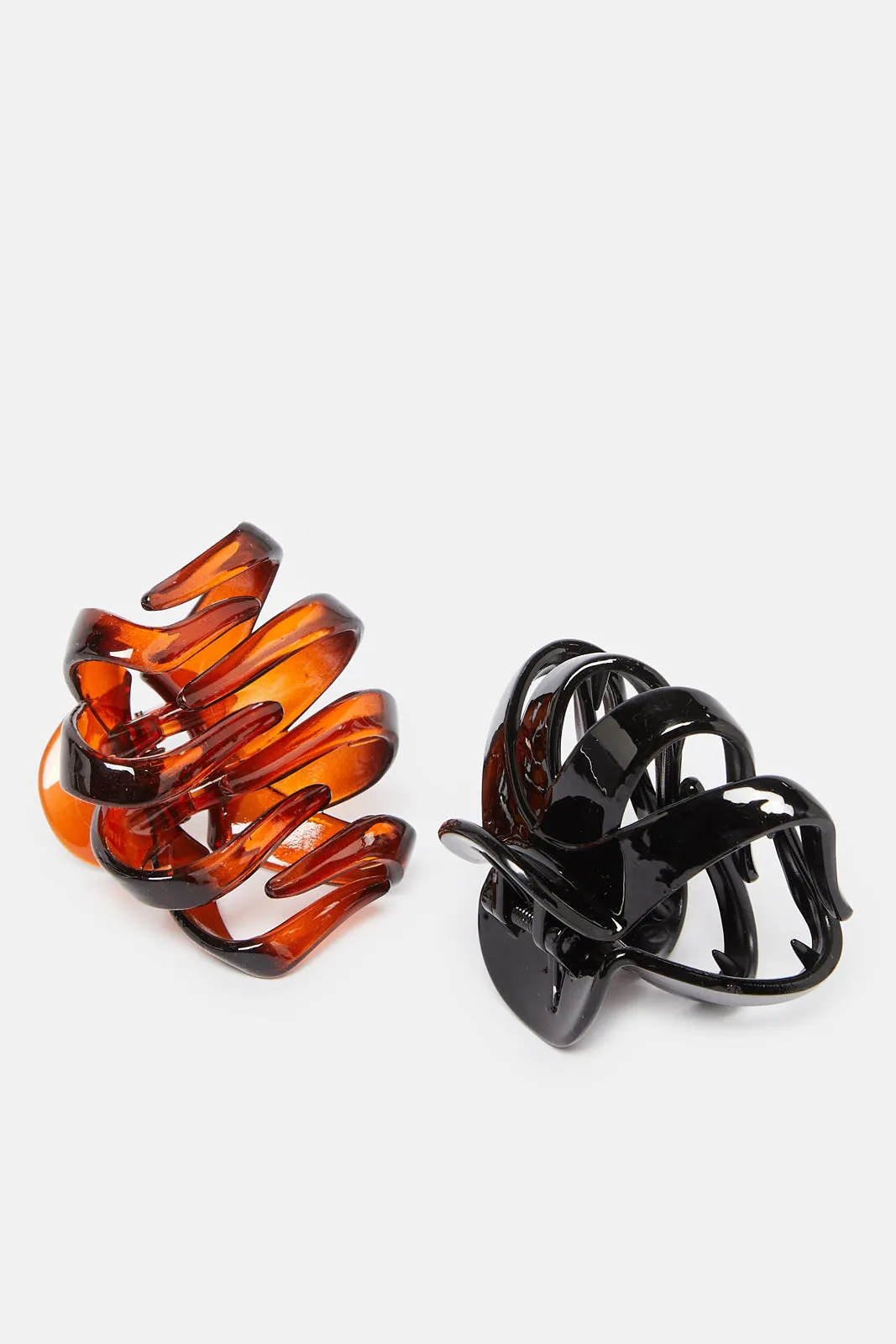 Women Black And Brown Jaw Clip Set (2 Piece)