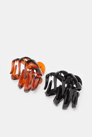Women Black And Brown Jaw Clip Set (2 Piece)