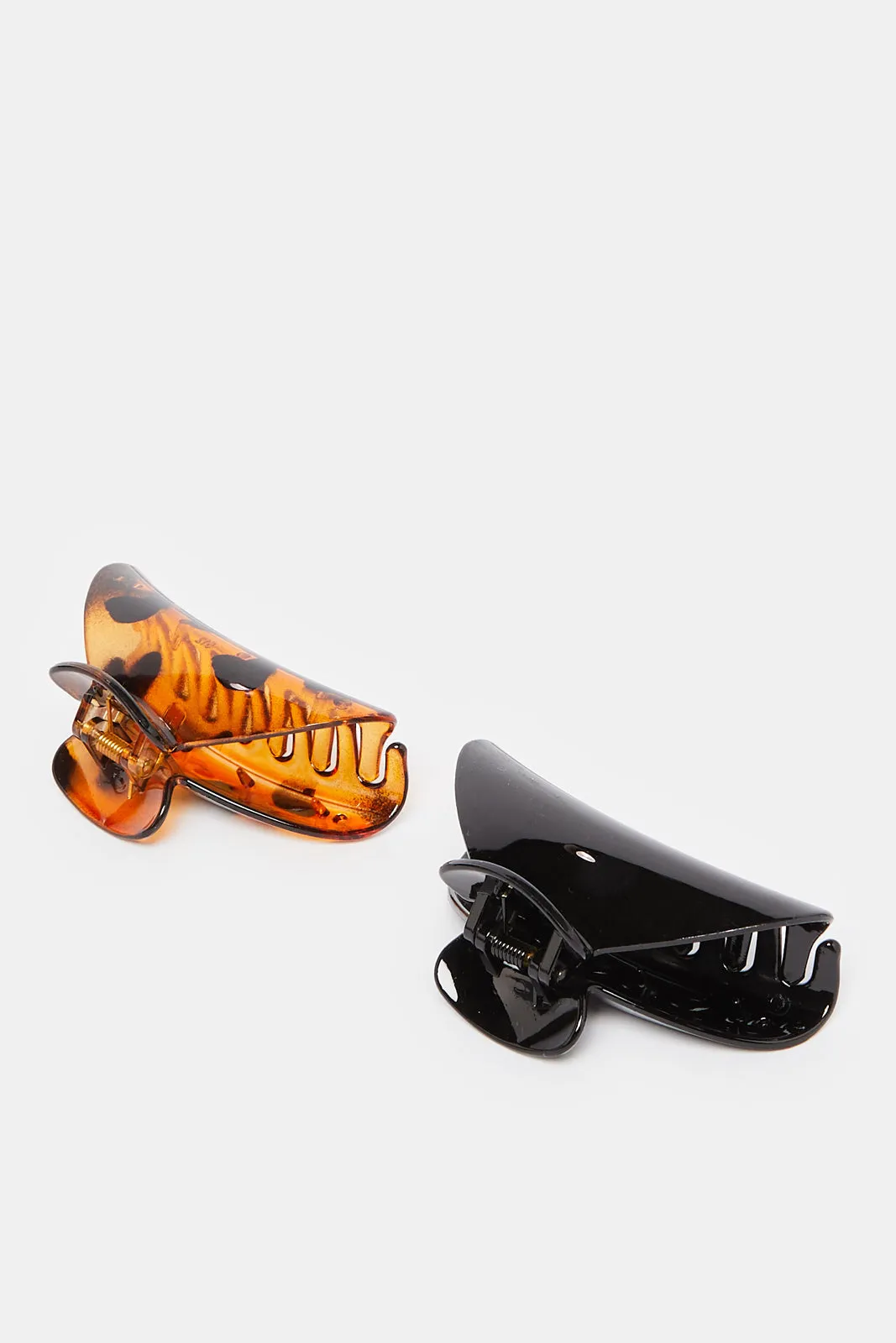 Women Black And Brown Jaw Clip Set (2 Piece)