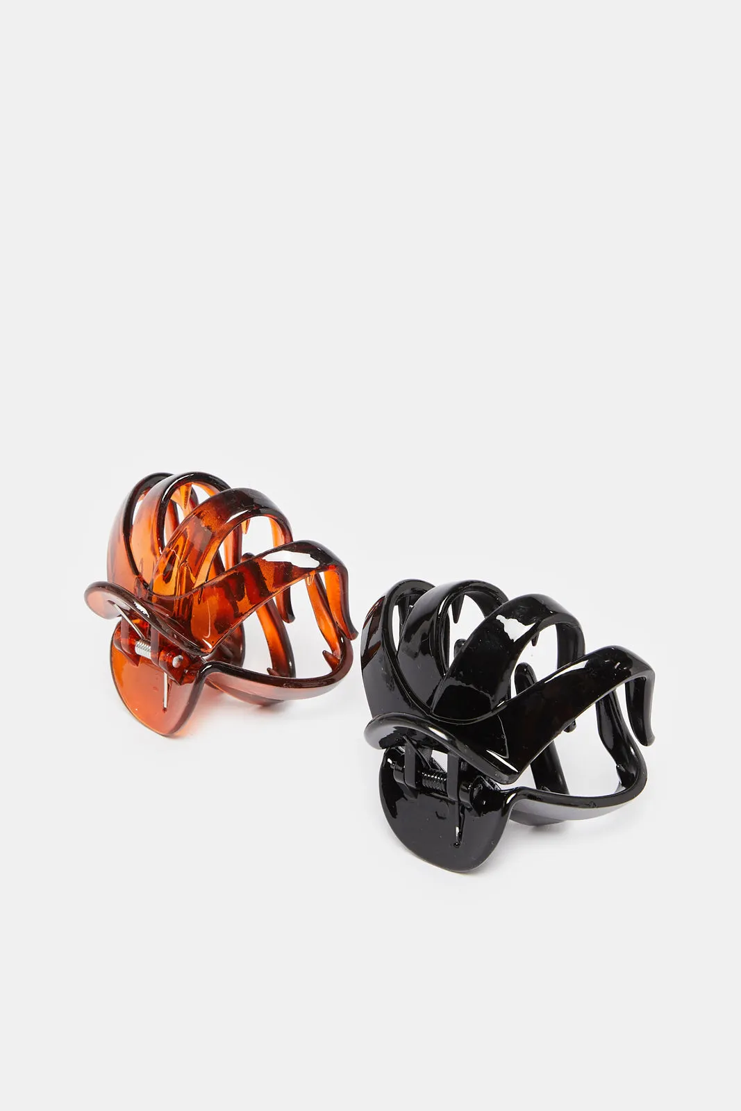Women Black And Brown Jaw Clip Set (2 Piece)