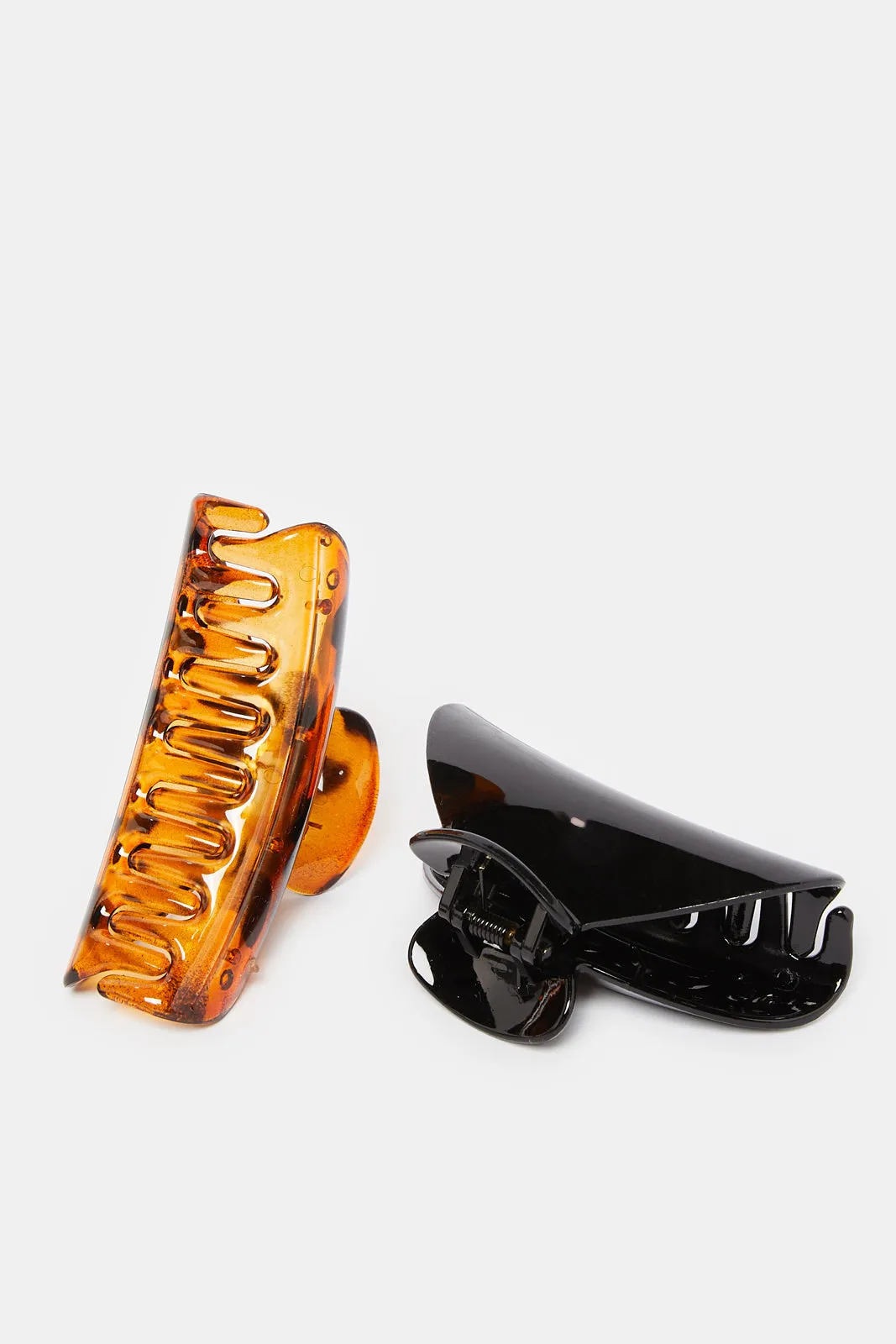 Women Black And Brown Jaw Clip Set (2 Piece)