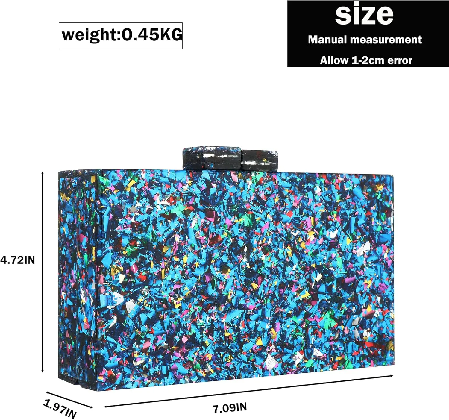 Women Clutches Evening Bags Acrylic Multicolor Purses and Handbags Shoulder Cross Body Bag Formal Wedding Prom Party