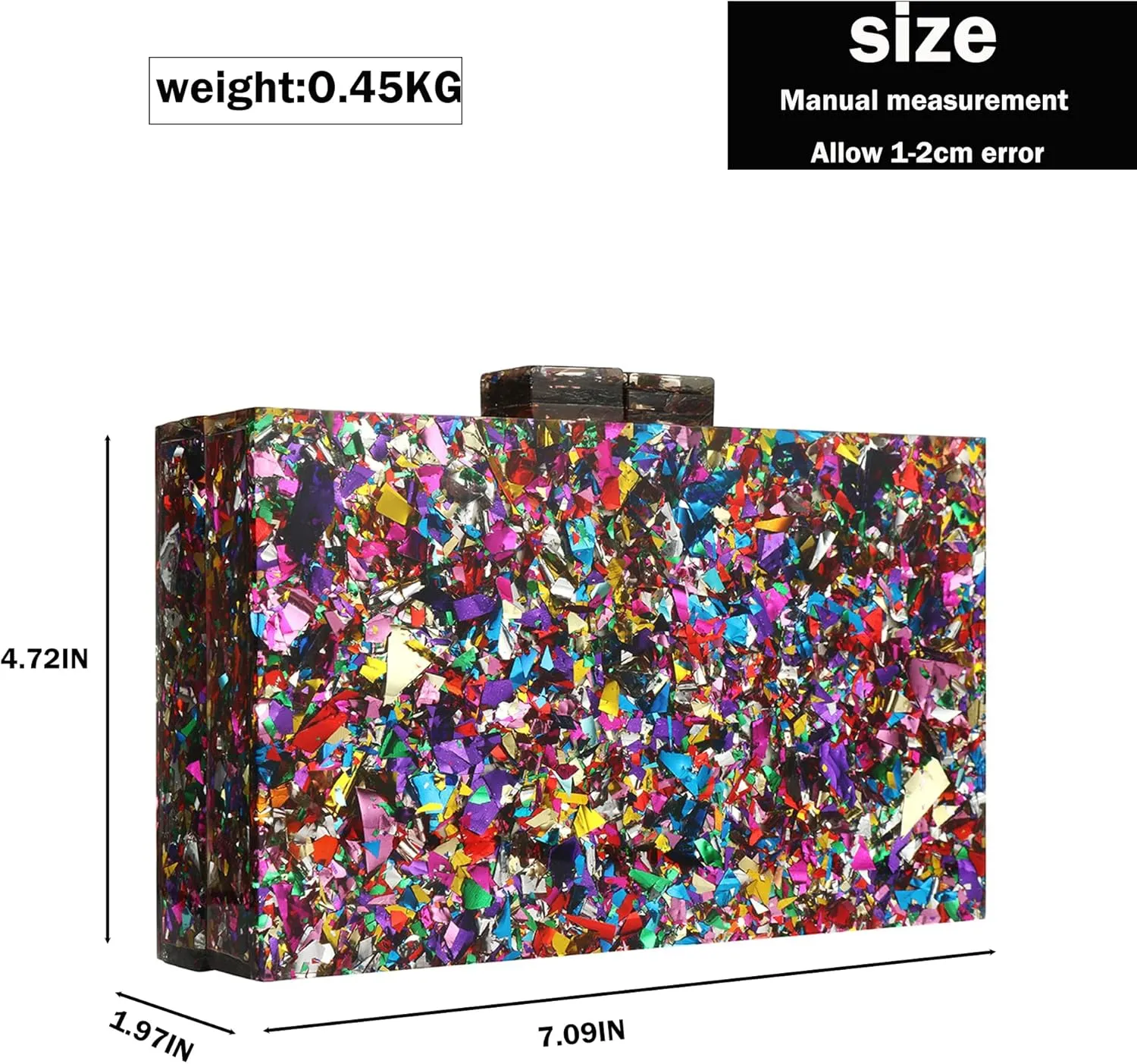 Women Clutches Evening Bags Acrylic Multicolor Purses and Handbags Shoulder Cross Body Bag Formal Wedding Prom Party