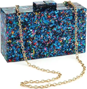 Women Clutches Evening Bags Acrylic Multicolor Purses and Handbags Shoulder Cross Body Bag Formal Wedding Prom Party