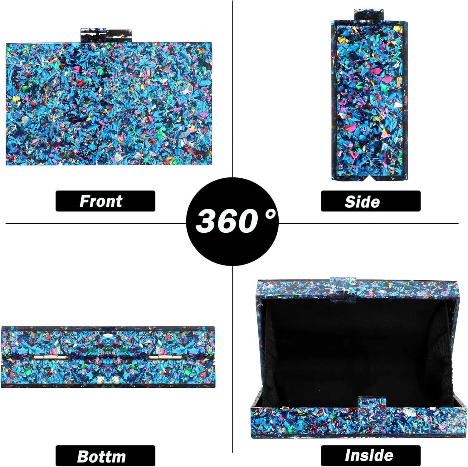 Women Clutches Evening Bags Acrylic Multicolor Purses and Handbags Shoulder Cross Body Bag Formal Wedding Prom Party
