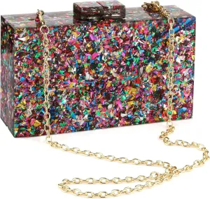 Women Clutches Evening Bags Acrylic Multicolor Purses and Handbags Shoulder Cross Body Bag Formal Wedding Prom Party