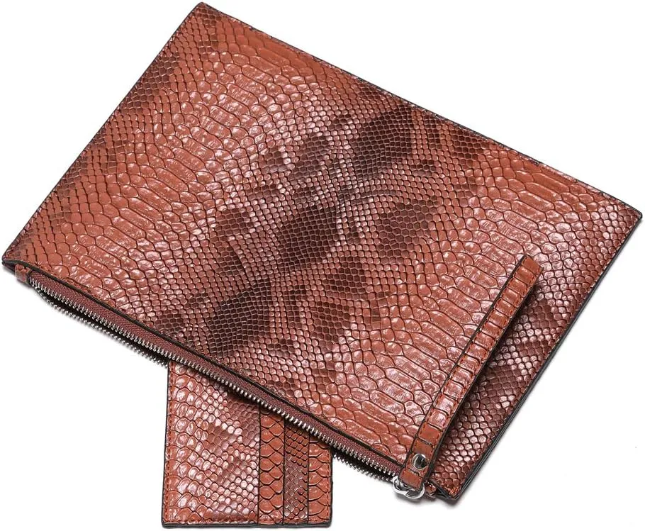 Women Clutches Fashion Snakeskin PU Leather Party Envelope Purse Bag with Hand Strap