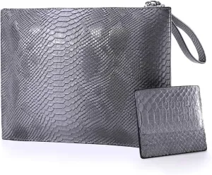 Women Clutches Fashion Snakeskin PU Leather Party Envelope Purse Bag with Hand Strap