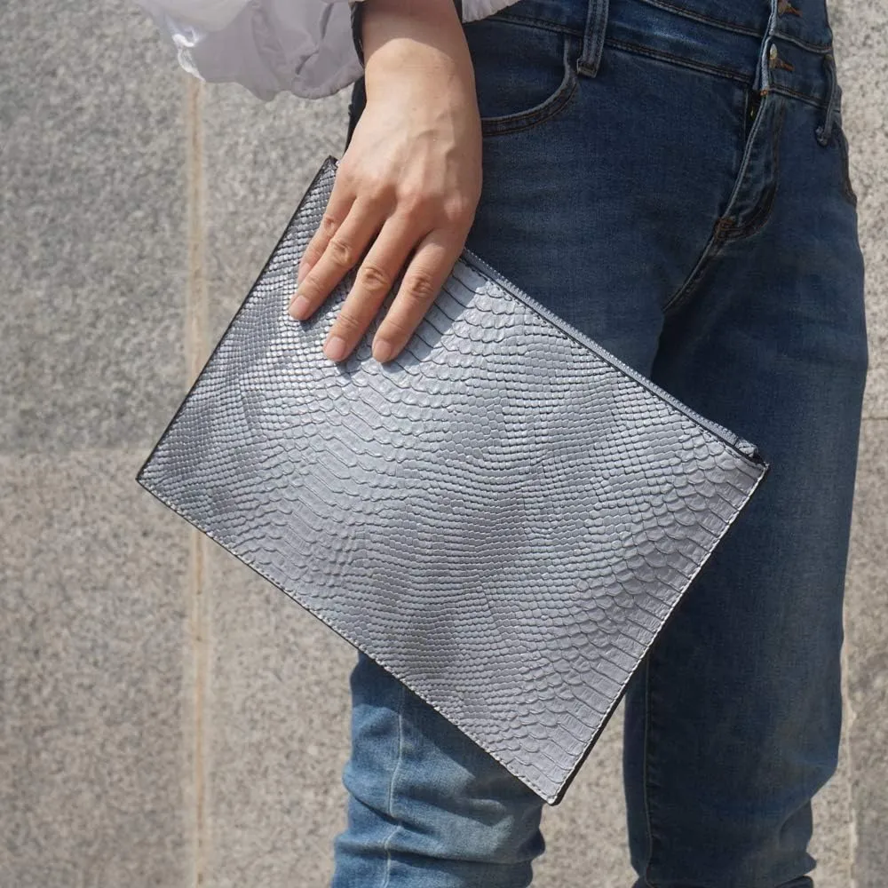 Women Clutches Fashion Snakeskin PU Leather Party Envelope Purse Bag with Hand Strap