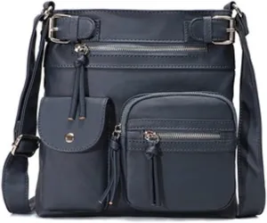 Women Crossbody Bags Vintage Messenger Vegan Leather Pocket Purse Shoulder Satchel Handbags Zipper Multi