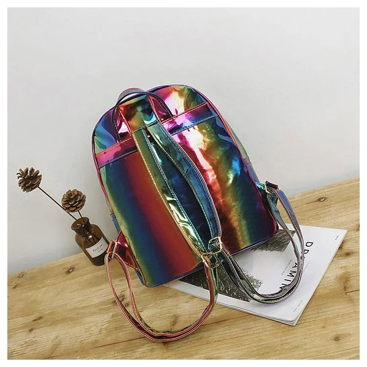 Women Holographic Laser Backpack