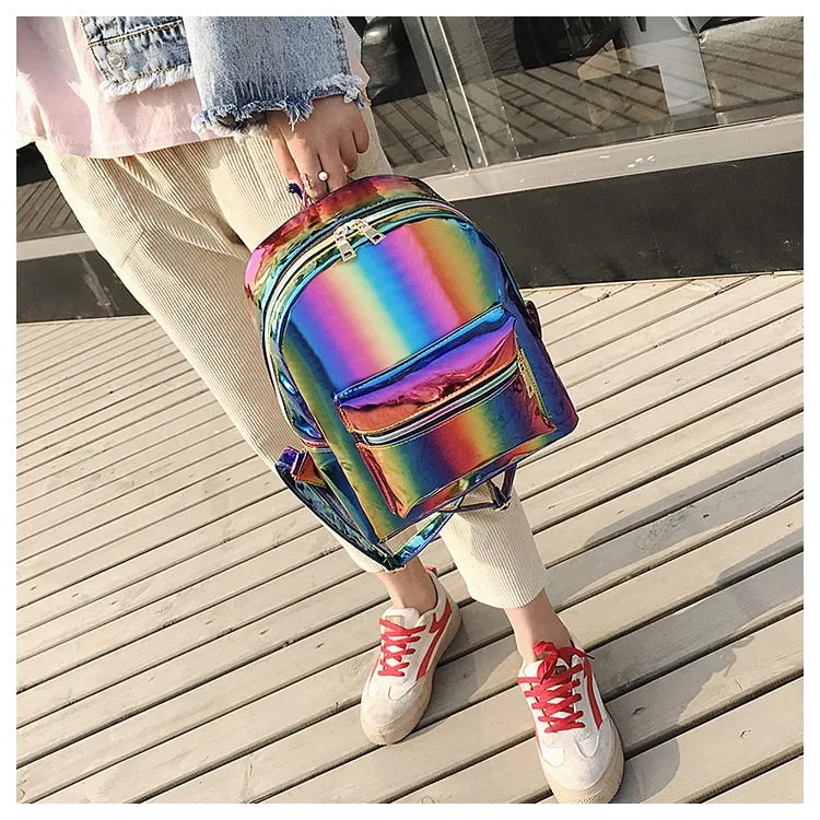 Women Holographic Laser Backpack