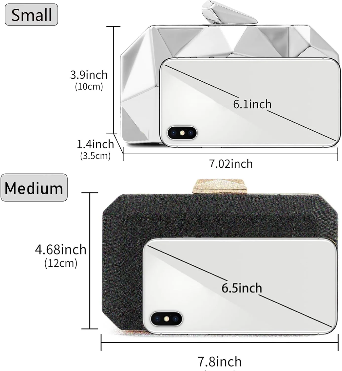 Women Lattice Pattern Metal Evening Clutch Bag,Geometric Evening Clutch Purse Handbag With Chain Strap