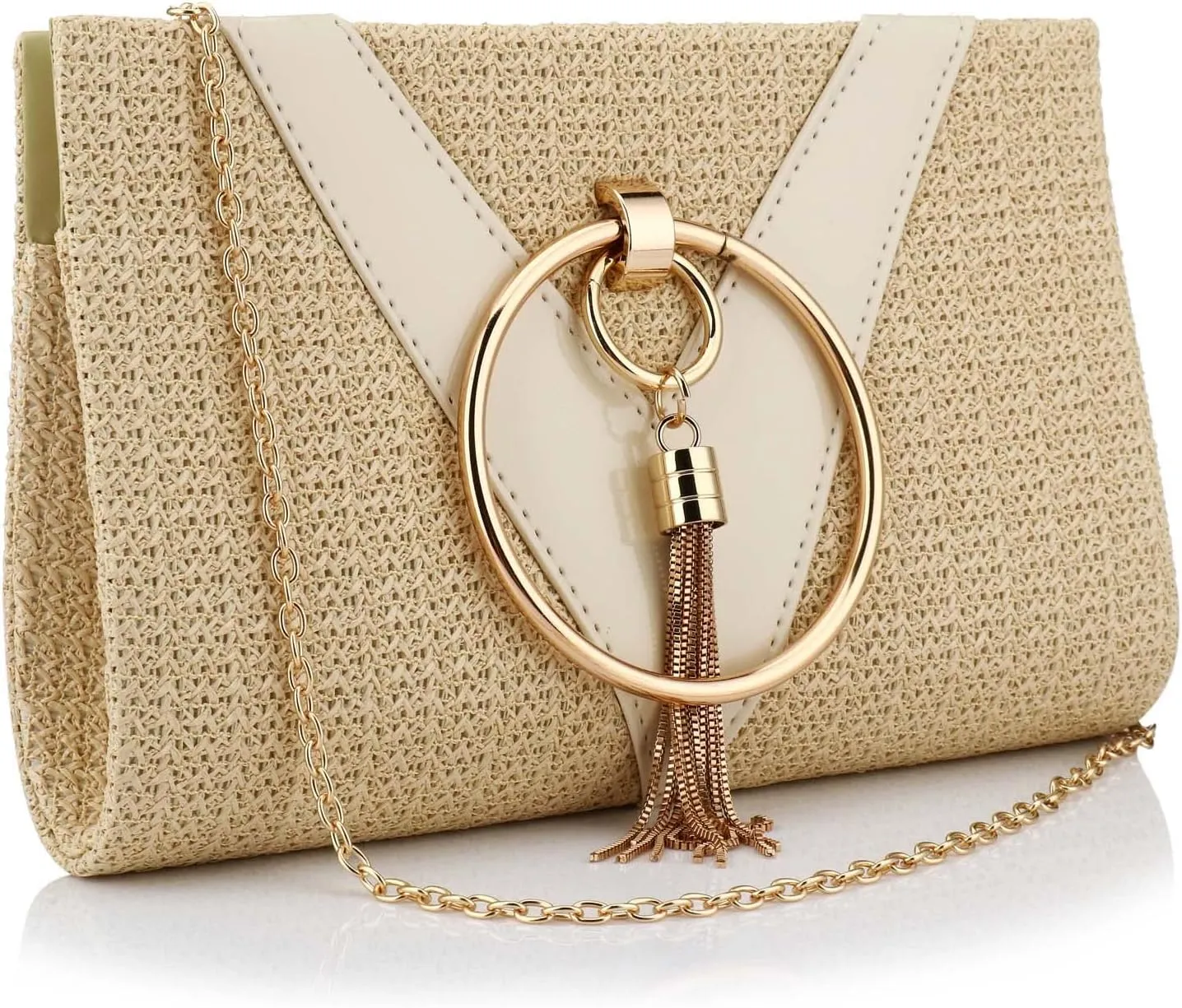 Women Straw Bag Crossbody Clutch Evening Clutch Purse Beach Shoulder Handbag