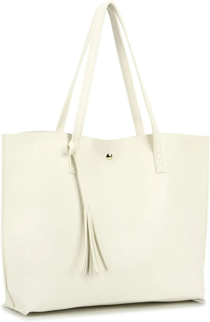 Women Tote Bags Top Handle Satchel Handbags PU Faux Leather Tote Bag with Tassel Shoulder Purse