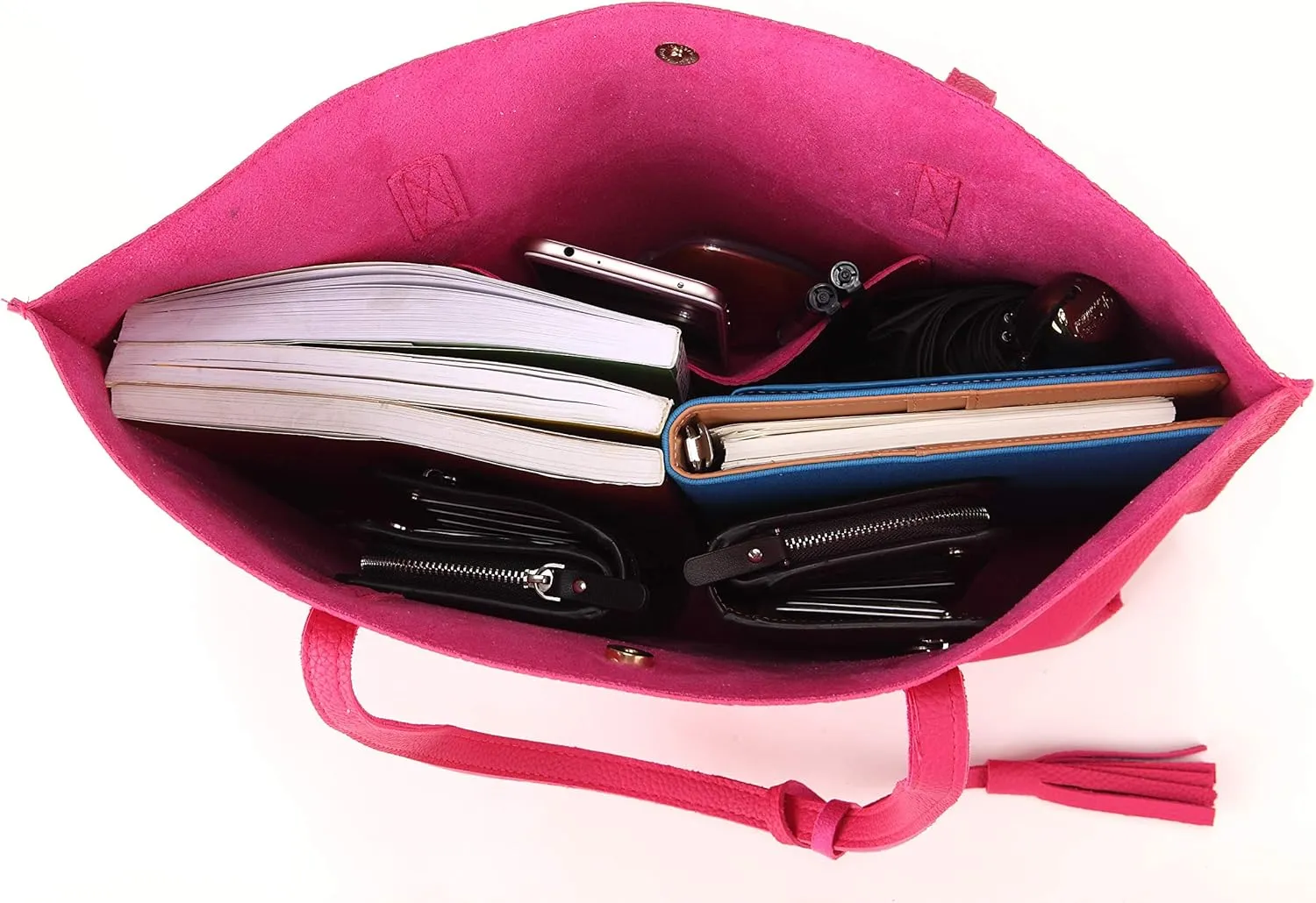Women Tote Bags Top Handle Satchel Handbags PU Faux Leather Tote Bag with Tassel Shoulder Purse