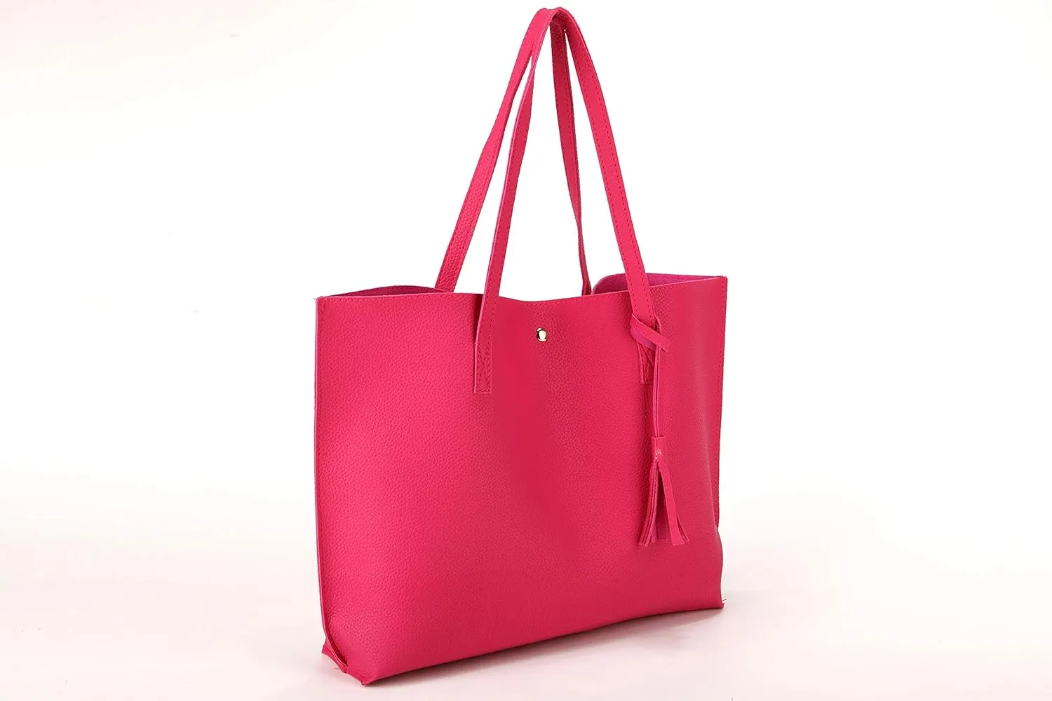 Women Tote Bags Top Handle Satchel Handbags PU Faux Leather Tote Bag with Tassel Shoulder Purse
