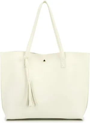 Women Tote Bags Top Handle Satchel Handbags PU Faux Leather Tote Bag with Tassel Shoulder Purse