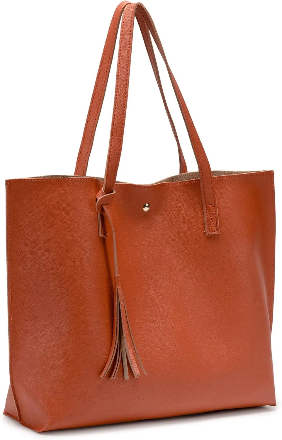 Women Tote Bags Top Handle Satchel Handbags PU Faux Leather Tote Bag with Tassel Shoulder Purse