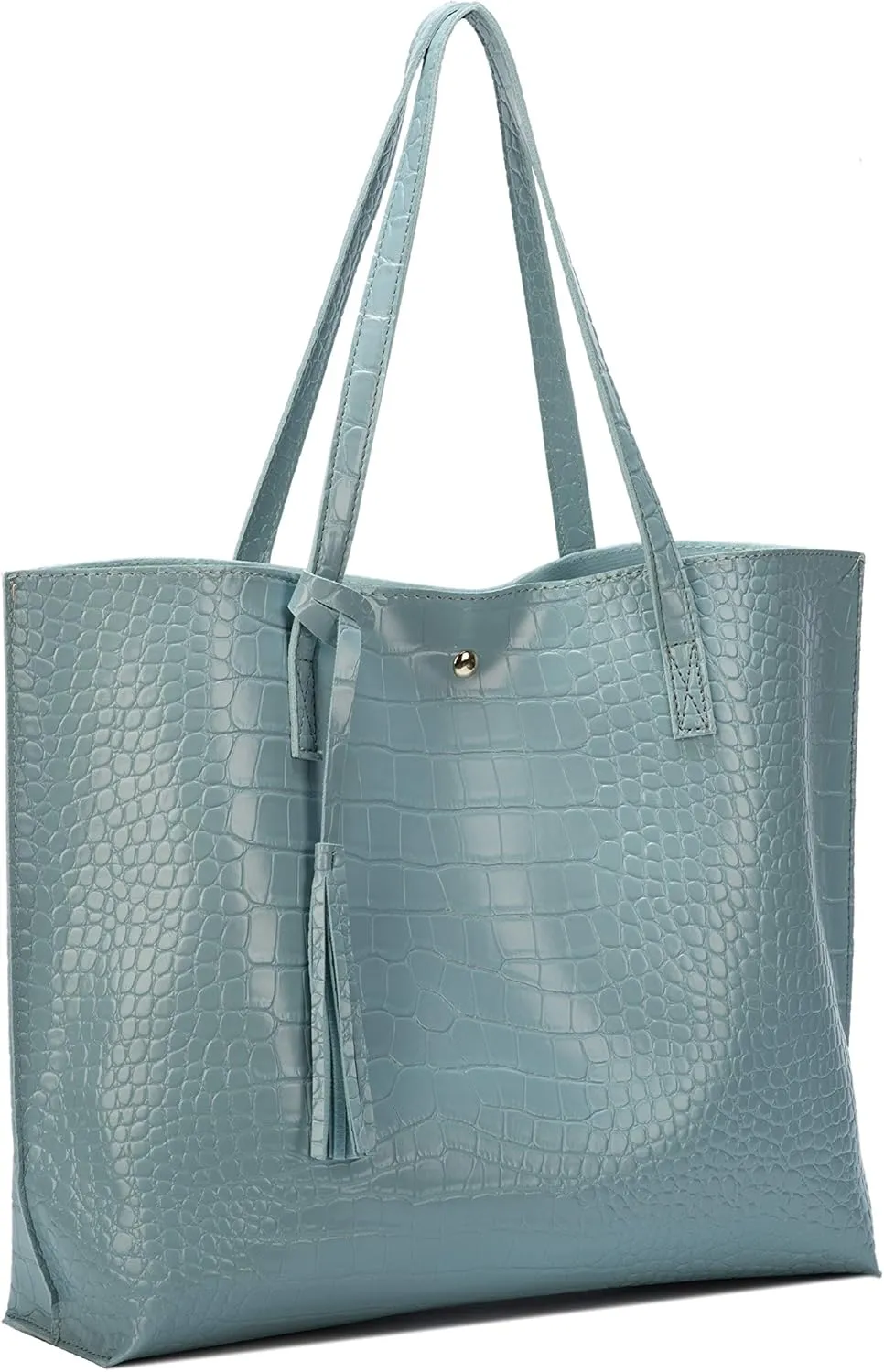Women Tote Bags Top Handle Satchel Handbags PU Faux Leather Tote Bag with Tassel Shoulder Purse