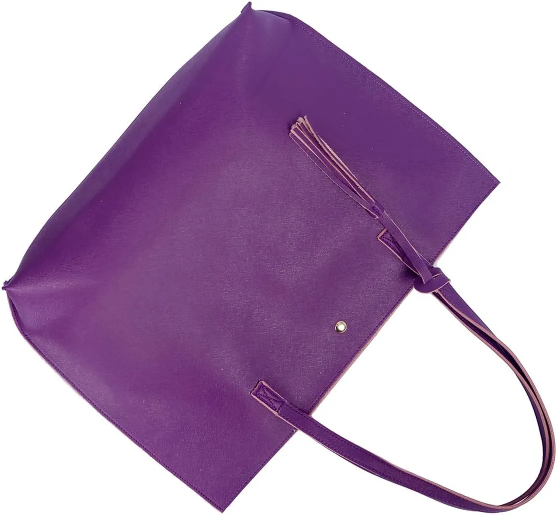 Women Tote Bags Top Handle Satchel Handbags PU Faux Leather Tote Bag with Tassel Shoulder Purse