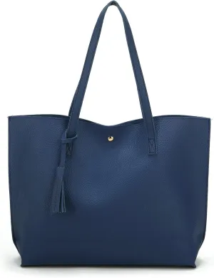 Women Tote Bags Top Handle Satchel Handbags PU Faux Leather Tote Bag with Tassel Shoulder Purse
