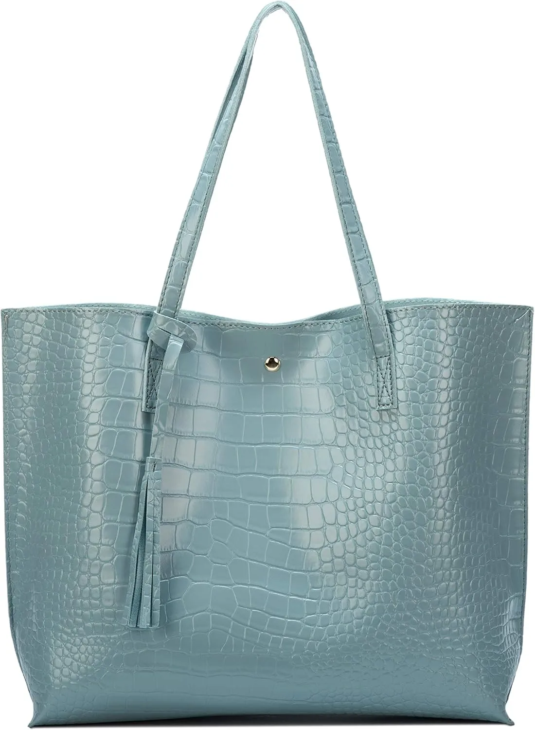Women Tote Bags Top Handle Satchel Handbags PU Faux Leather Tote Bag with Tassel Shoulder Purse