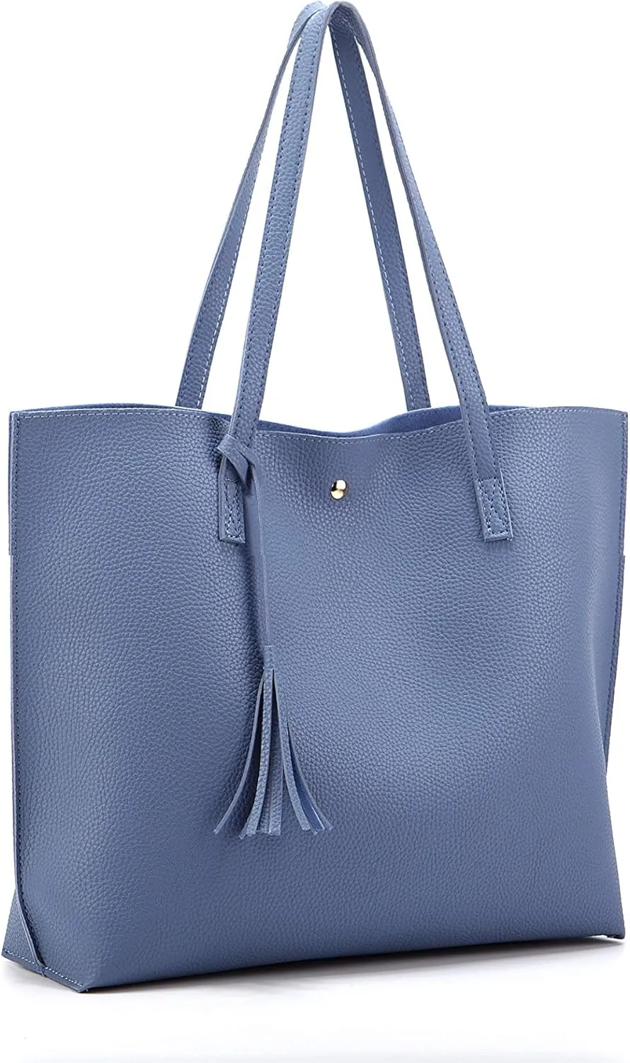 Women Tote Bags Top Handle Satchel Handbags PU Faux Leather Tote Bag with Tassel Shoulder Purse