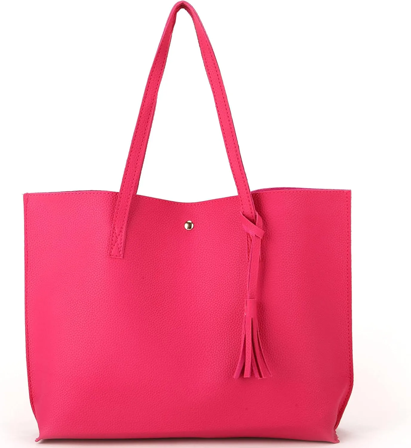 Women Tote Bags Top Handle Satchel Handbags PU Faux Leather Tote Bag with Tassel Shoulder Purse