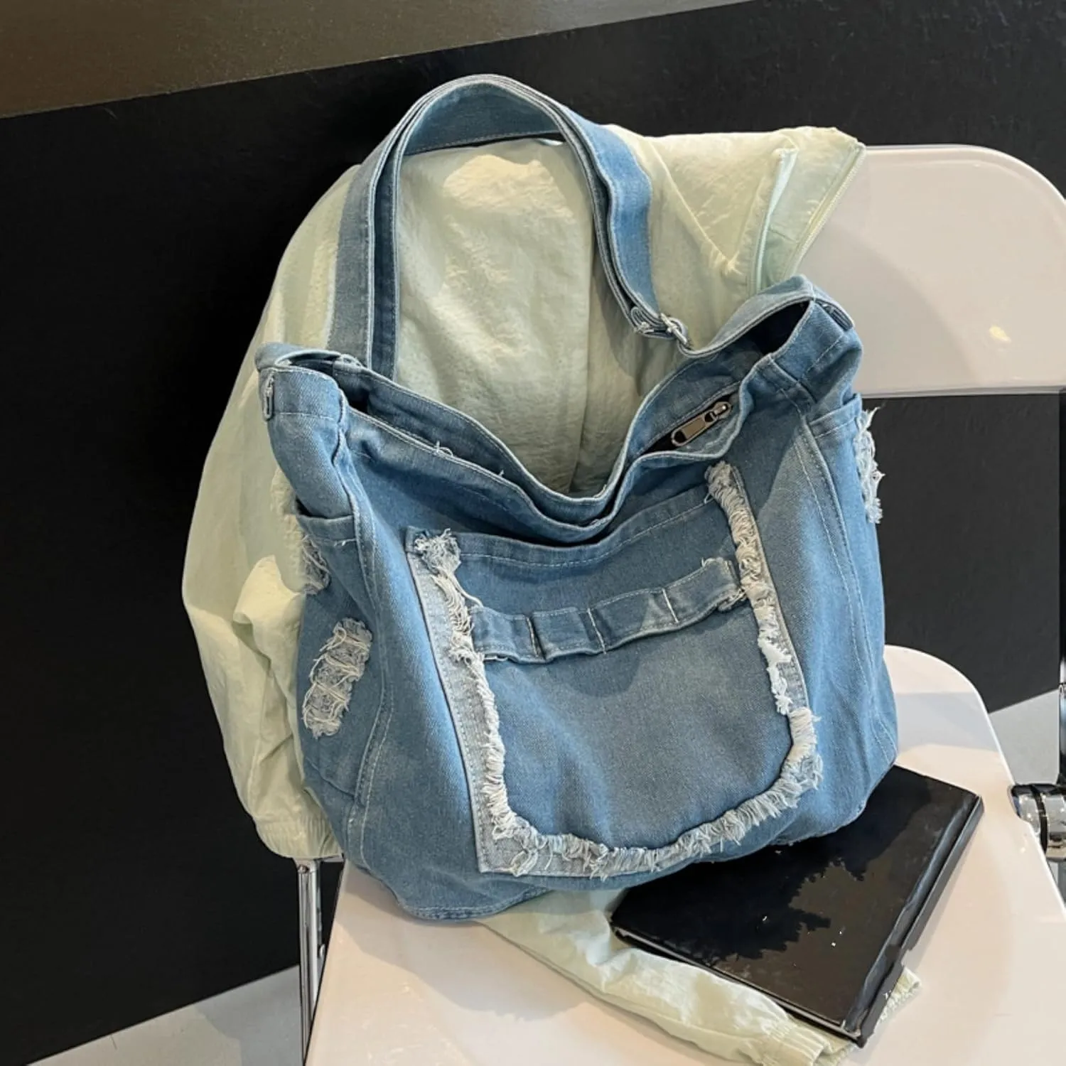Womens Denim Shoulder Purses and Handbags, Casual Messenger Bag Tote Crossbody Purse Daily Hobo Bag