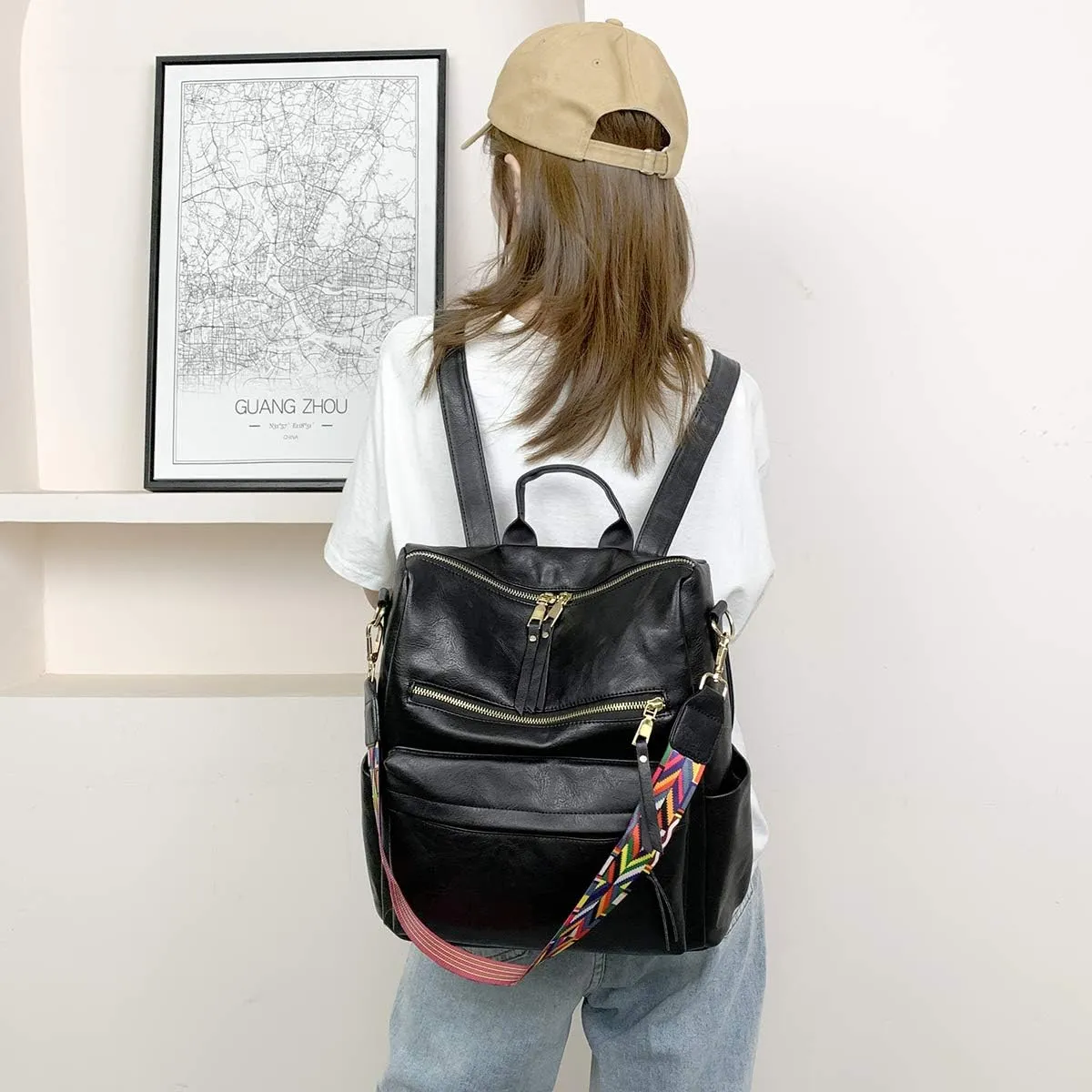 Women's Fashion Backpack Purse Multipurpose Design Convertible Satchel Handbags Shoulder Bag Travel bag
