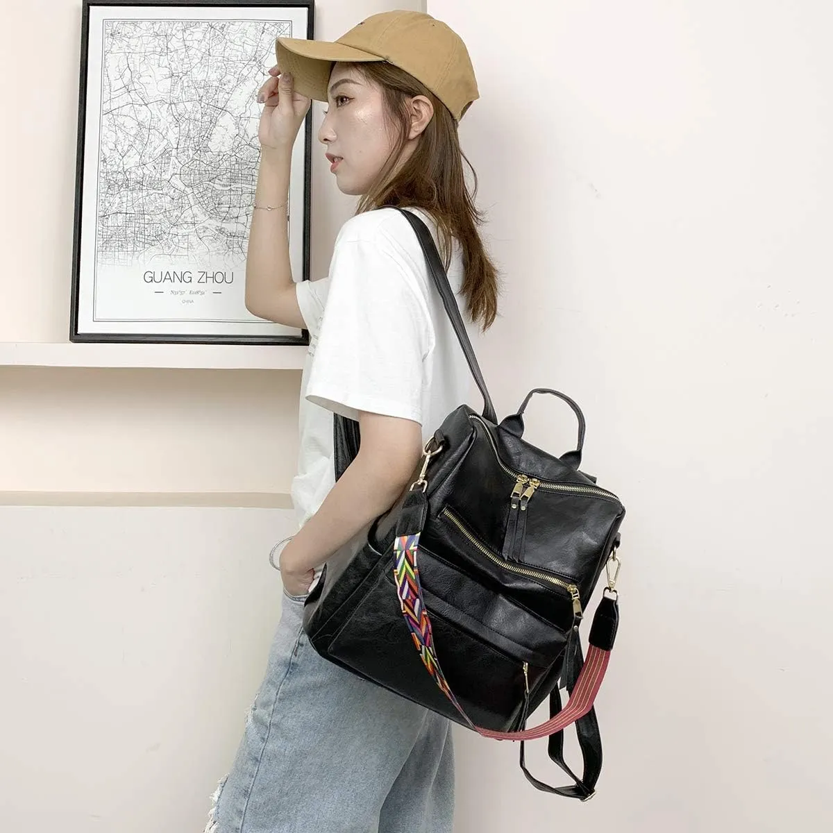 Women's Fashion Backpack Purse Multipurpose Design Convertible Satchel Handbags Shoulder Bag Travel bag