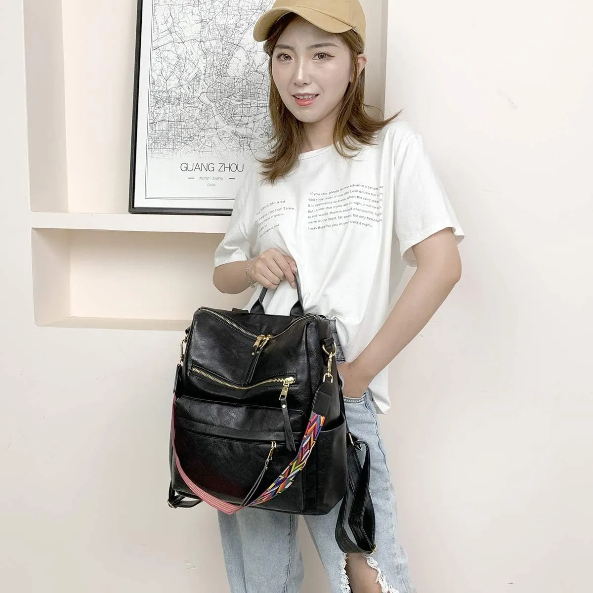 Women's Fashion Backpack Purse Multipurpose Design Convertible Satchel Handbags Shoulder Bag Travel bag