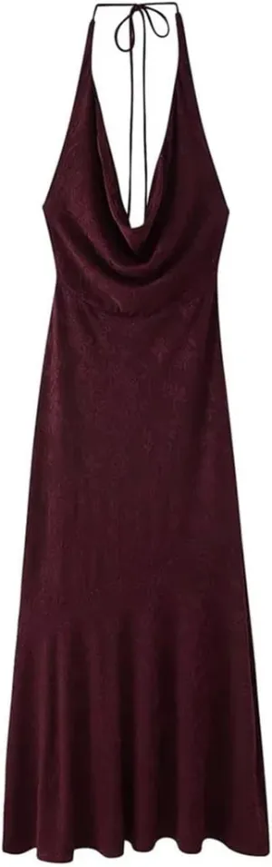 Women's Halter Neck Dress with Backless Decoration Wear Dresses