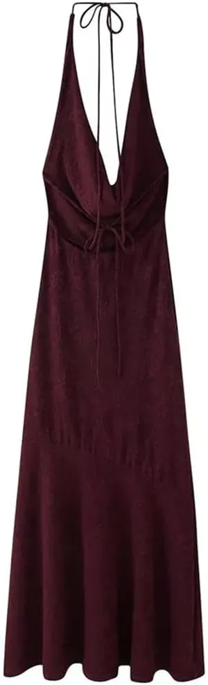 Women's Halter Neck Dress with Backless Decoration Wear Dresses