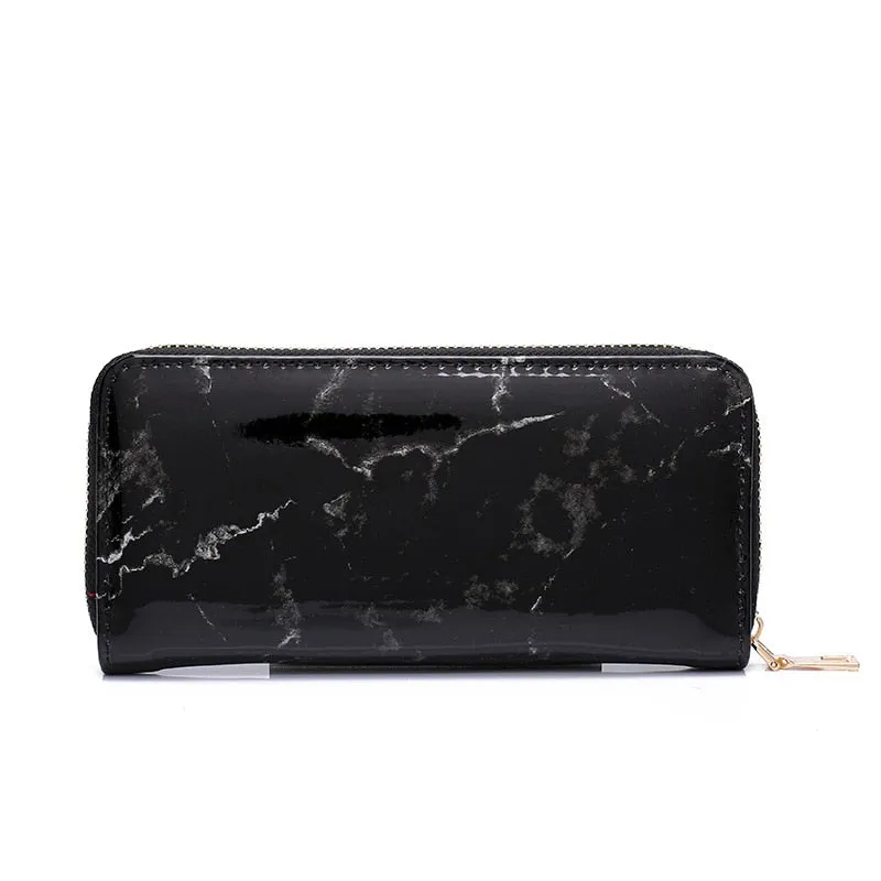 Women's Marble Patent Leather Clutch/Purse